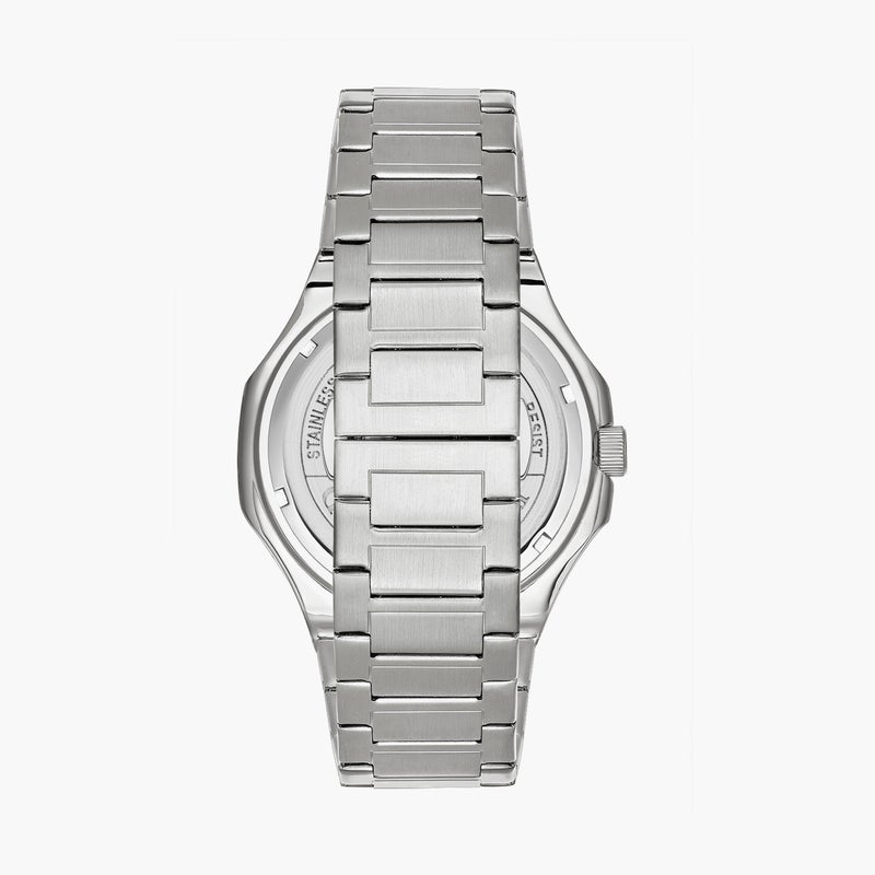 OMAX ساعة أومكس الفضية للرجال مع قرص أحمر - Image 3